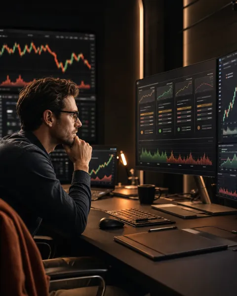 Trader comparing different trading-account options across market screens